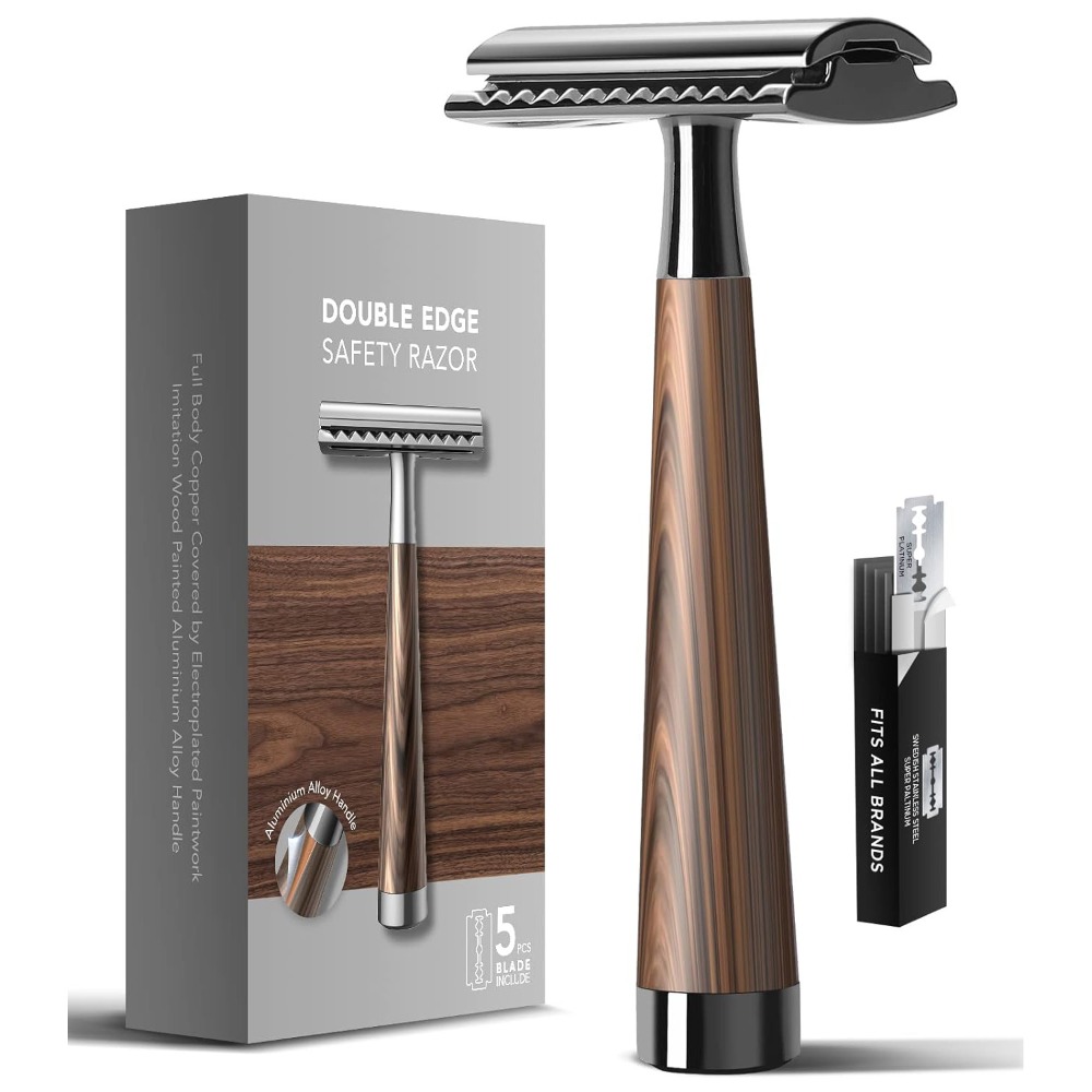 Safety Razor Handle - 전문가용 남성용 이중날 안전 면도기, 목재