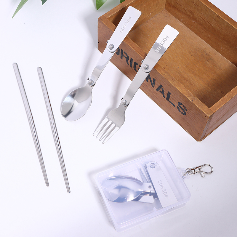 Bamboo Cutlery - 1PC/3PCS 스테인리스 스틸 휴대용 야외 식기