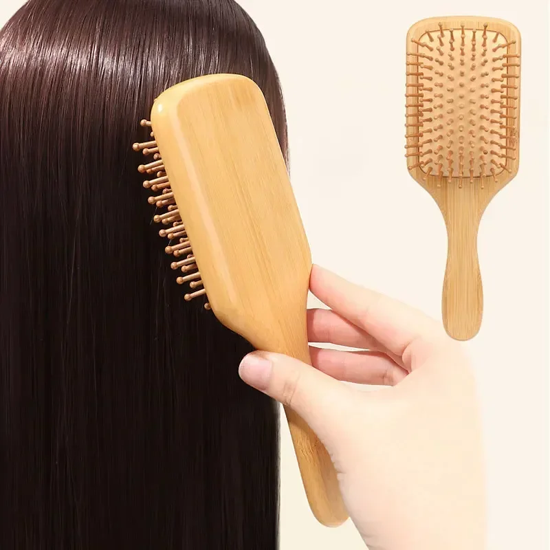 Bamboo Toothbrush - 프리미엄 나무 대나무 두피 마사지 빗