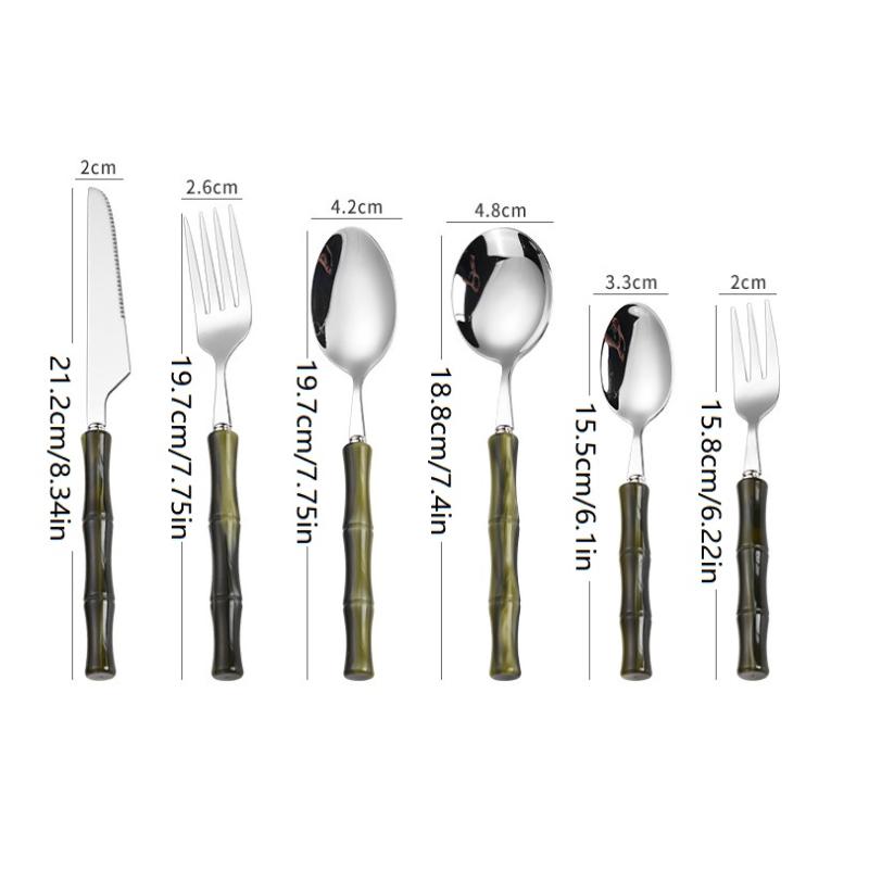 Bamboo Cutlery - 대나무 손잡이 아크릴 304 스테인리스 스틸
