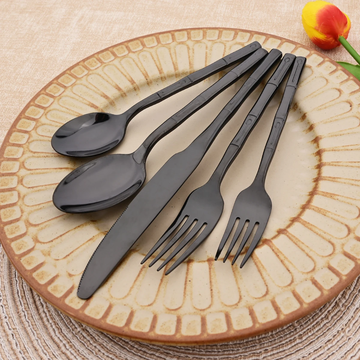 5pcs Knife Fork Spoon Cutlery  - Bamboo Cutlery 리뷰 및 가격