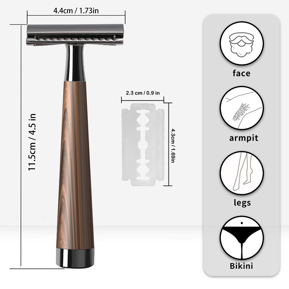전문가용 남성용 이중날 안전 면도기, 목재 질감의 아연 - Safety Razor Handle 리뷰 및 가격