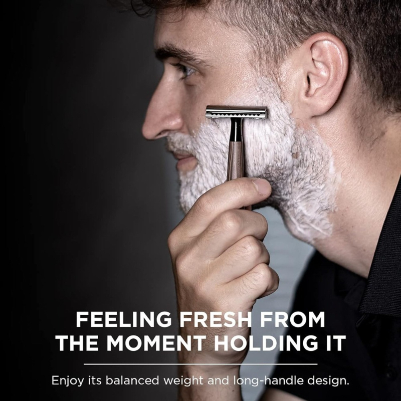 전문가용 남성용 이중날 안전 면도기, 목재 질감의 아연 - Safety Razor Handle 리뷰 및 가격