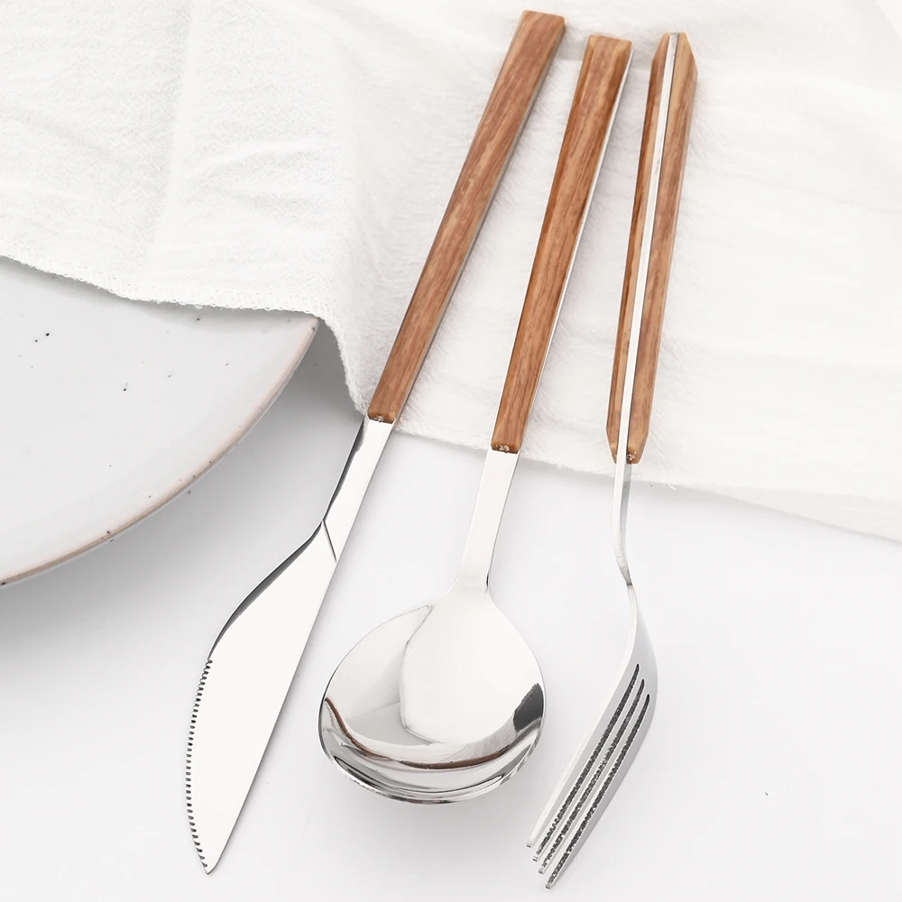 스테인레스 스틸 모조 나무 손잡이 커트레이 세트, 식기 - Bamboo Cutlery 리뷰 및 가격