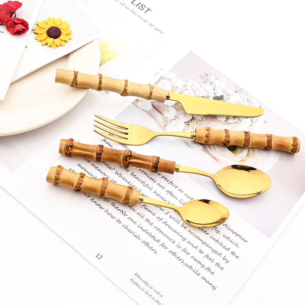 Drmfiy 골드 디너 포크 커트레이 세트, 스테인리스 - Bamboo Cutlery 리뷰 및 가격