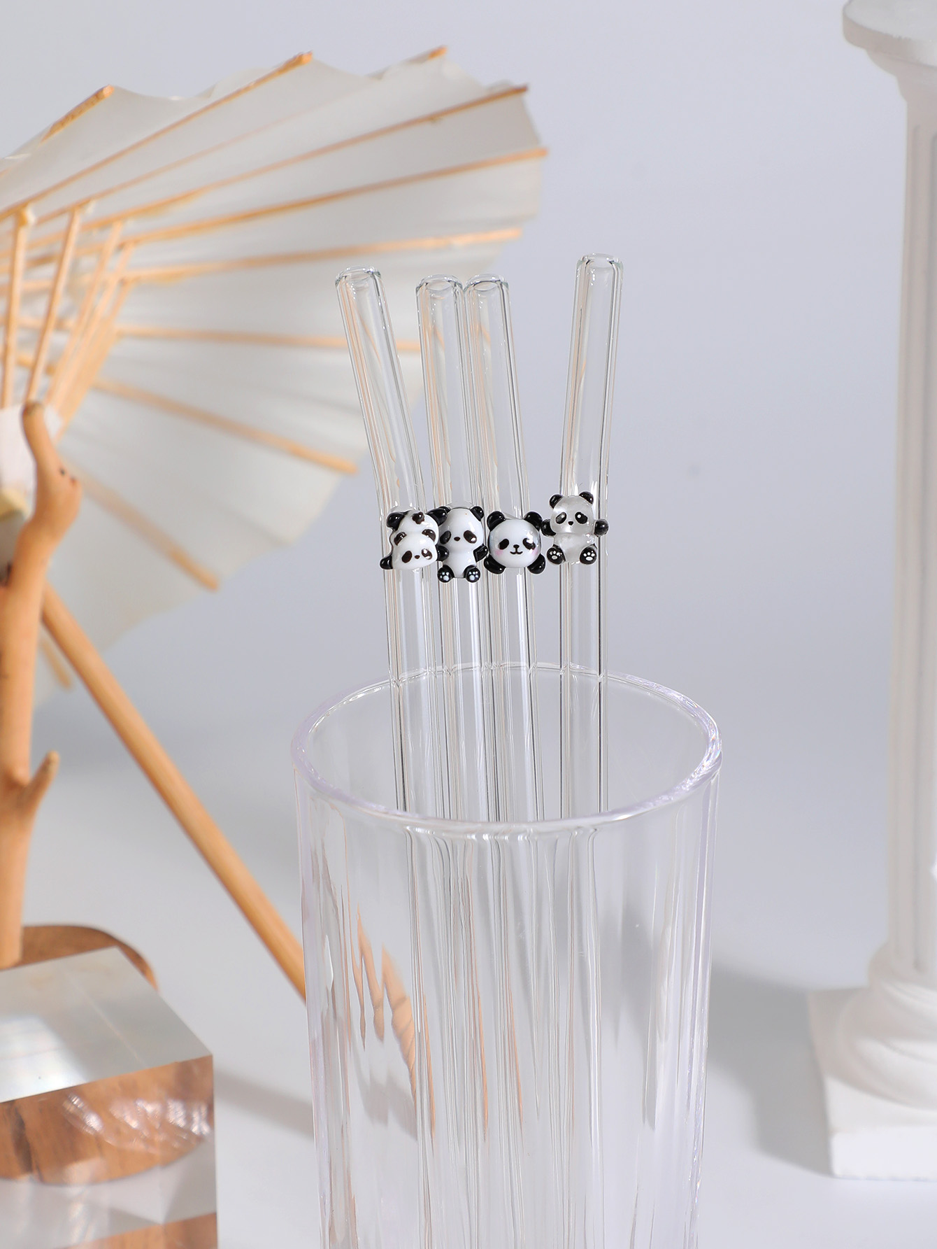 4/7PCS 팬더 디자인 재사용 가능한 구부러진 유리  - Reusable Straw 리뷰 및 가격