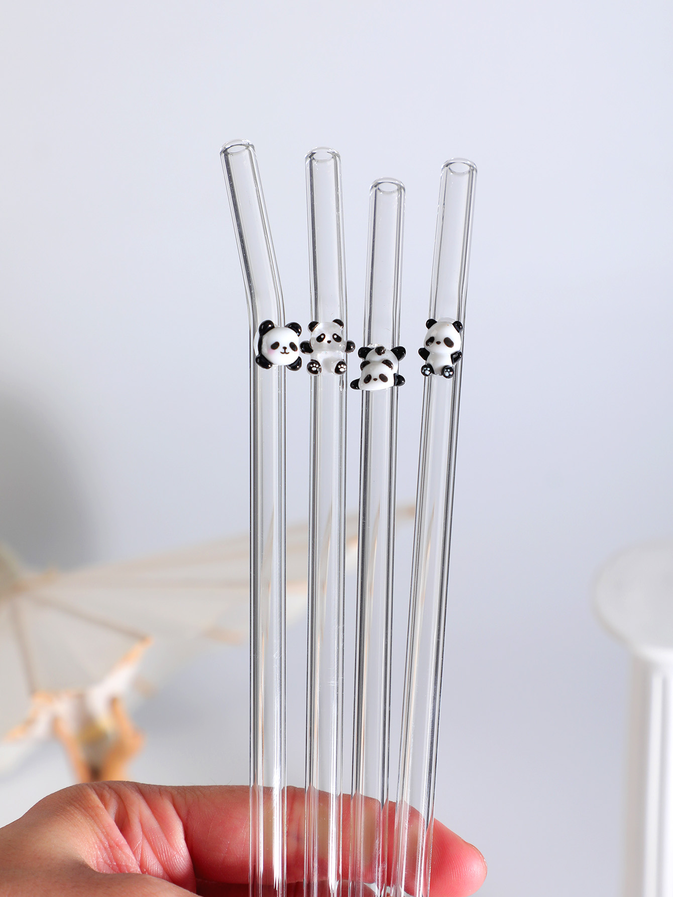 4/7PCS 팬더 디자인 재사용 가능한 구부러진 유리  - Reusable Straw 리뷰 및 가격