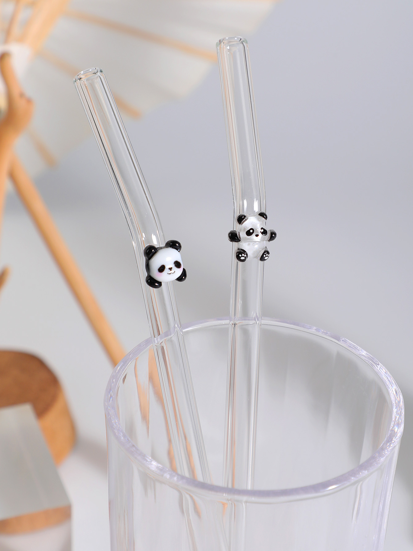 4/7PCS 팬더 디자인 재사용 가능한 구부러진 유리  - Reusable Straw 리뷰 및 가격