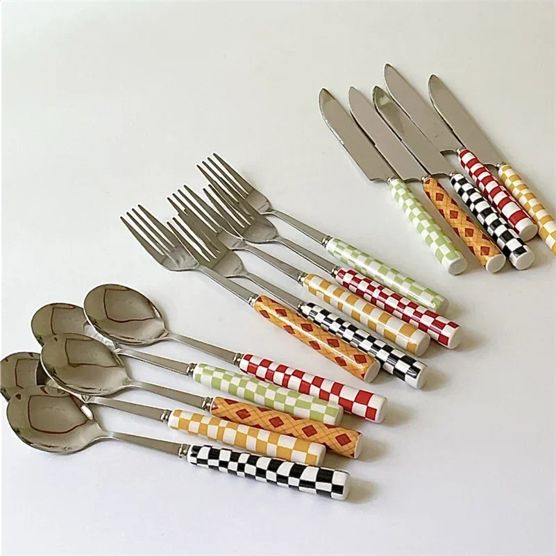 3 개/대 스테인레스 스틸 나이프 포크 스푼 체커 보드 - Bamboo Cutlery 리뷰 및 가격