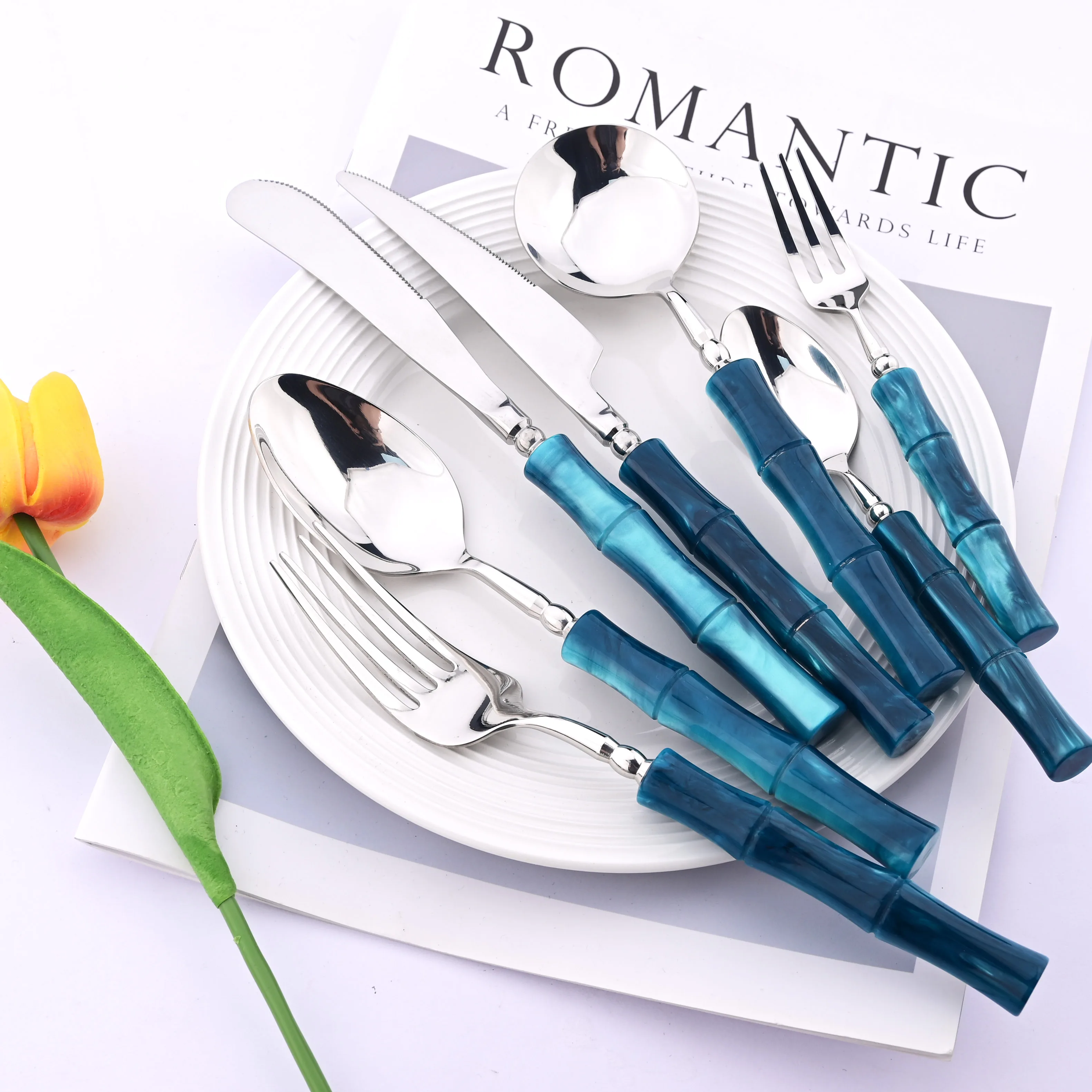 모조 대나무 손잡이 식기 세트 304 스테인리스 스틸  - Bamboo Cutlery 리뷰 및 가격
