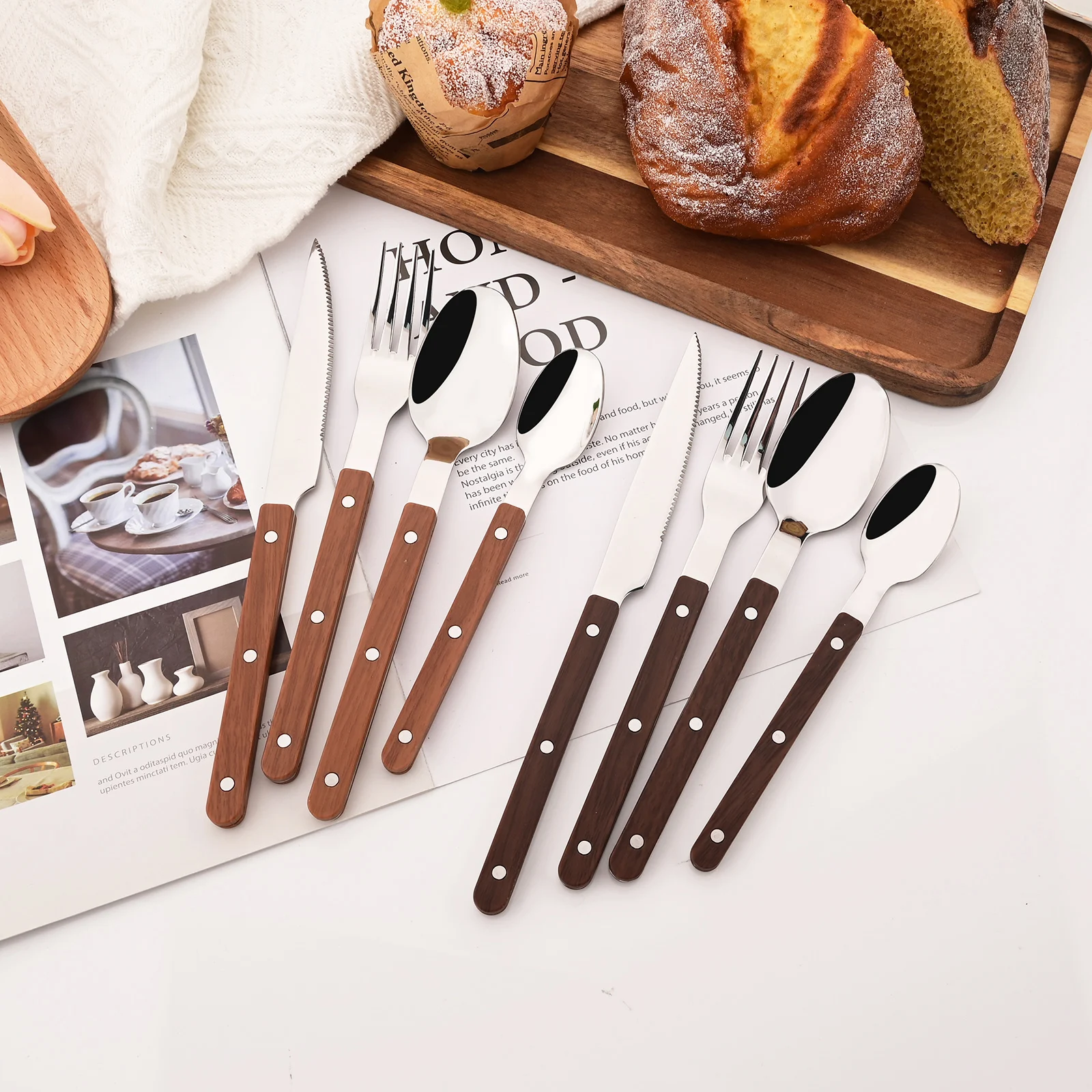 모조 목재 실버 식기 세트, 서양 나이프 포크 스푼 세 - Bamboo Cutlery 리뷰 및 가격