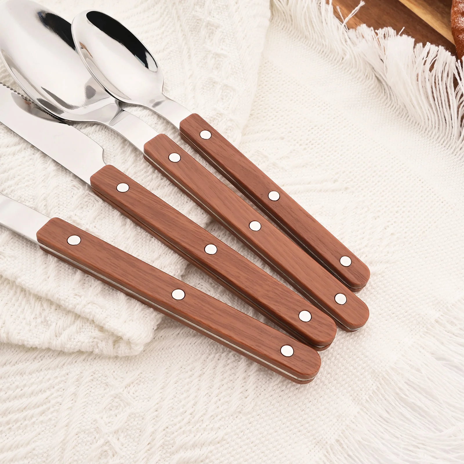 모조 목재 실버 식기 세트, 서양 나이프 포크 스푼 세 - Bamboo Cutlery 리뷰 및 가격